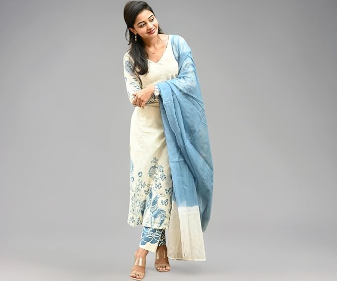ANNI DESIGNER Women’s Rayon Viscose Straight Printed Kurta Set with Pant & Dupatta | Elegant Floral Print Ethnic Wear for Women | Soft Breathable Fabric Kurti Set for Office, Festive & Casual Occasion