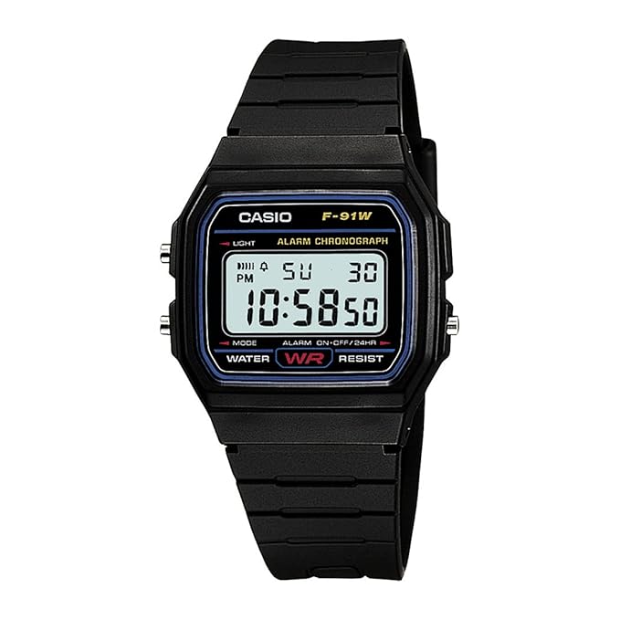 Casio Youth Series Digital Black Dial Unisex Watch F-91W-1Q(D002) – Lightweight Waterproof Vintage Digital Watch with 7-Year Battery Life