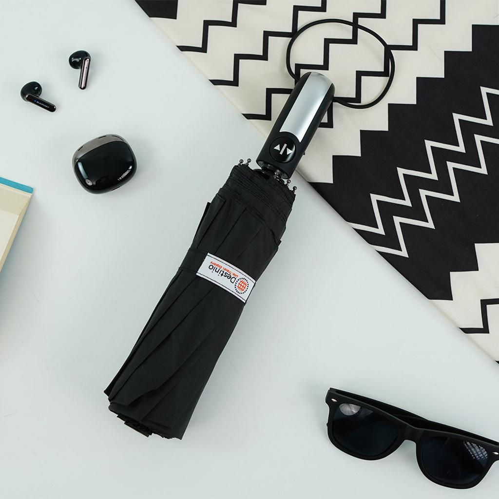 Kerok Portable Auto Travel Umbrella – Windproof Automatic Open & Close Umbrella for Men & Women | Strong Rain & Wind Resistant Compact Car Umbrella (Black)
