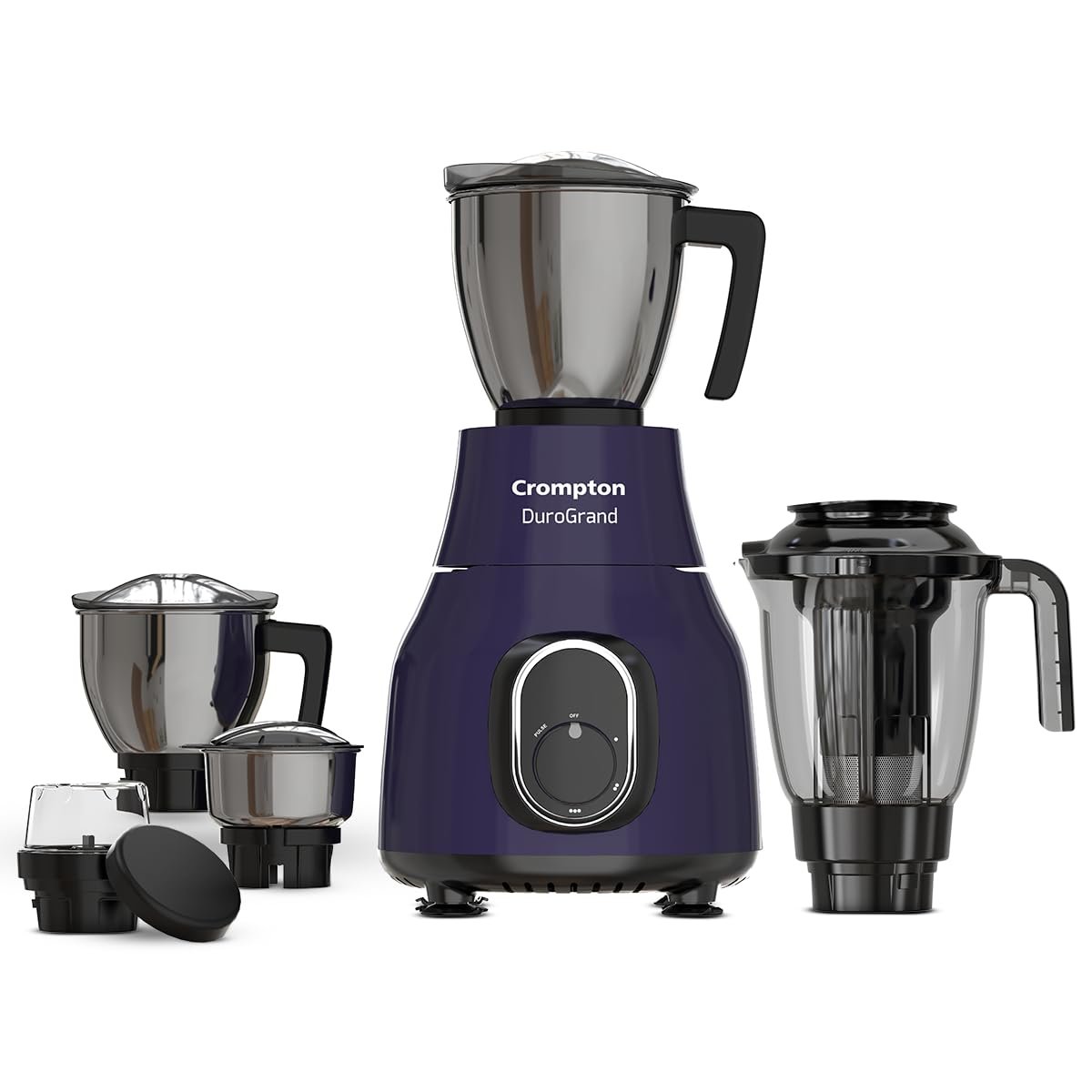 Crompton Duro Grand 750W Mixer Grinder with 5 Jars | Powertron Motor | Stainless Steel Jars | Blender with Fruit Filter | 5-Year Motor Warranty