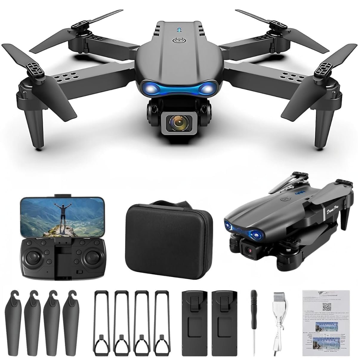 4K Camera Foldable Drone with 1080P HD FPV Live Video | Selfie Gesture Control, Altitude Hold & 3D Flip Drone